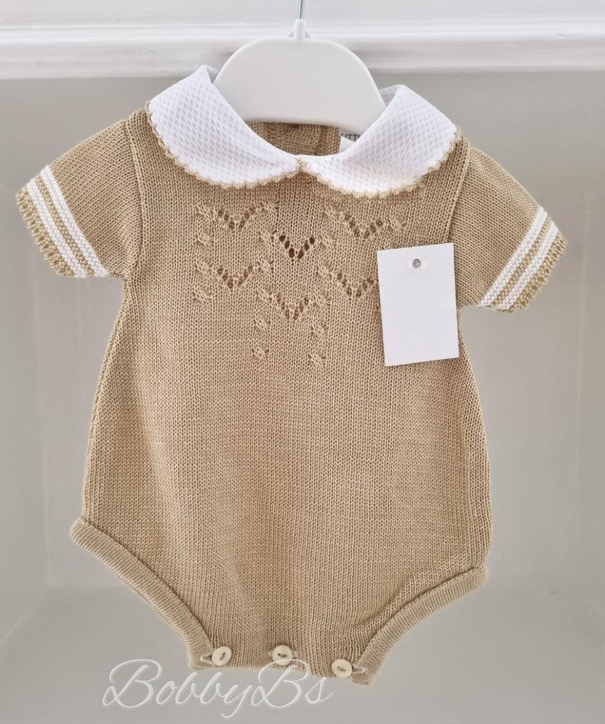 LN6 - Beige Cable knit traditional romper