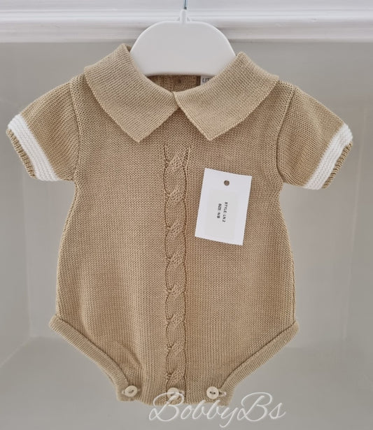 LN2 - Beige Cable knit traditional romper