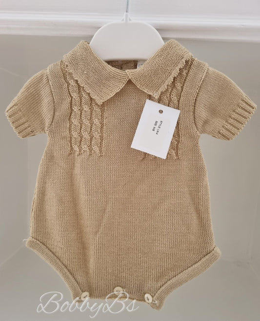 LN4 - Beige Cable knit traditional romper