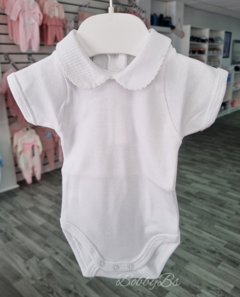 1181- White peter pan collar baby vest