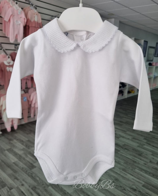 1188- White peter pan collar baby vest