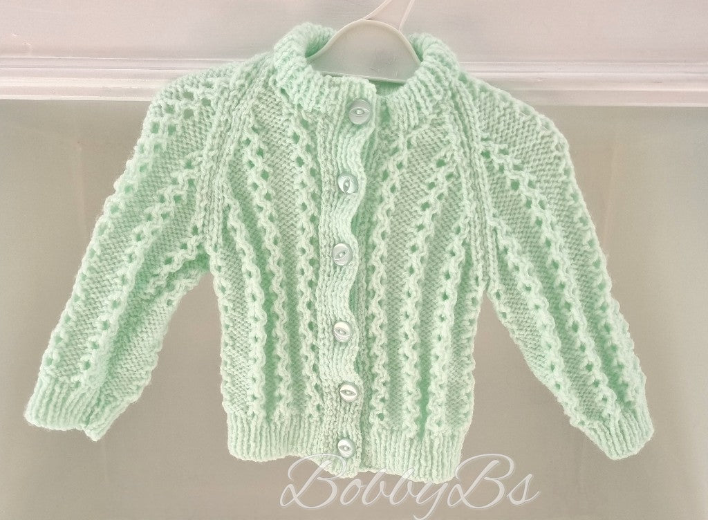 MK462 - Mint knitted baby cardigan