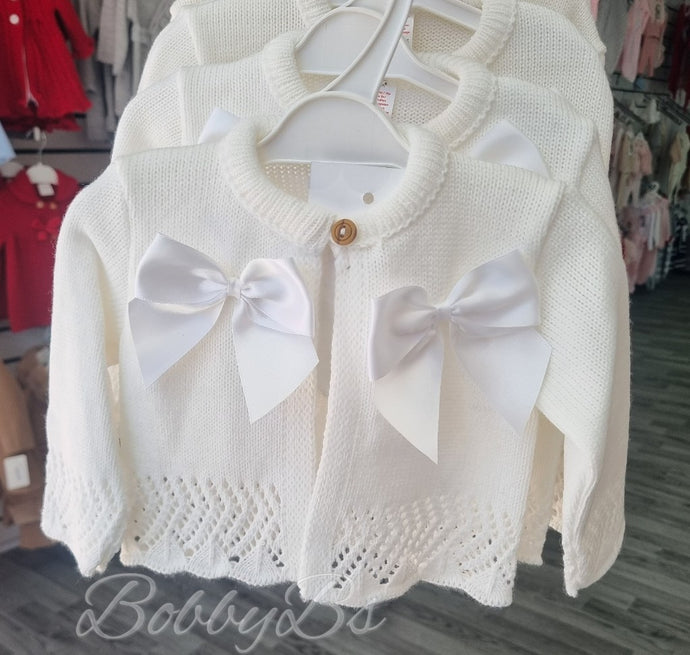 CAS01 - White Double Bow cardigan