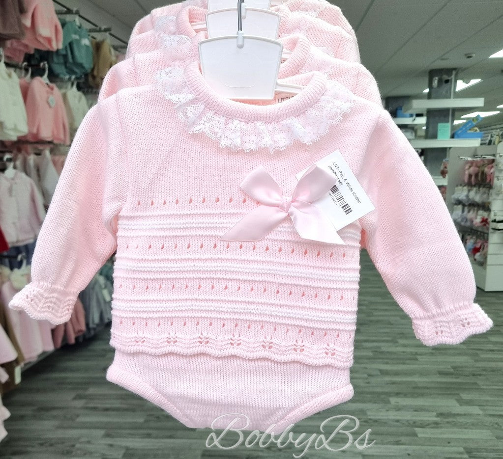 LN7- Pink & White Knitted JamPant set