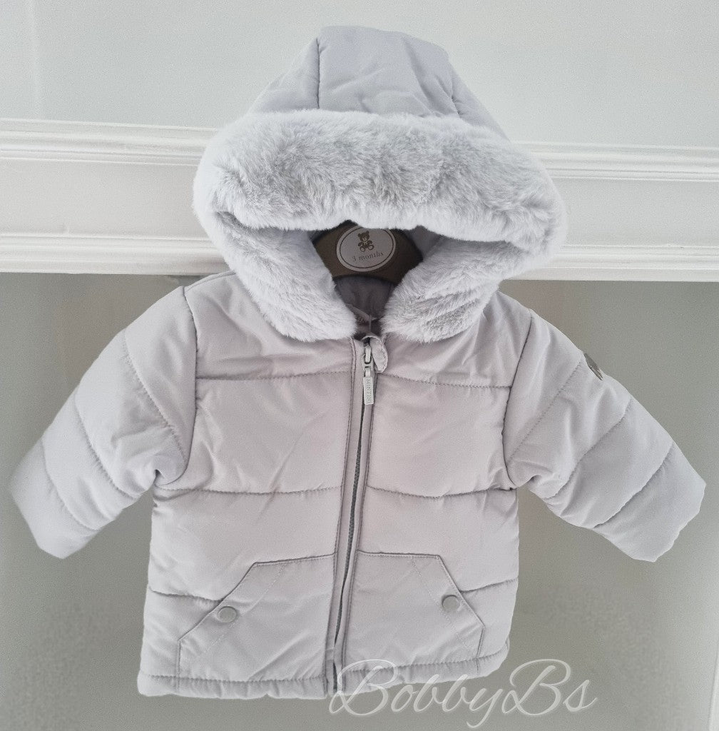 MB4962 - Grey Fur trimmed coat