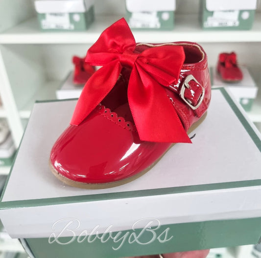 KYLIE - Red Hardsole Patent bow shoe