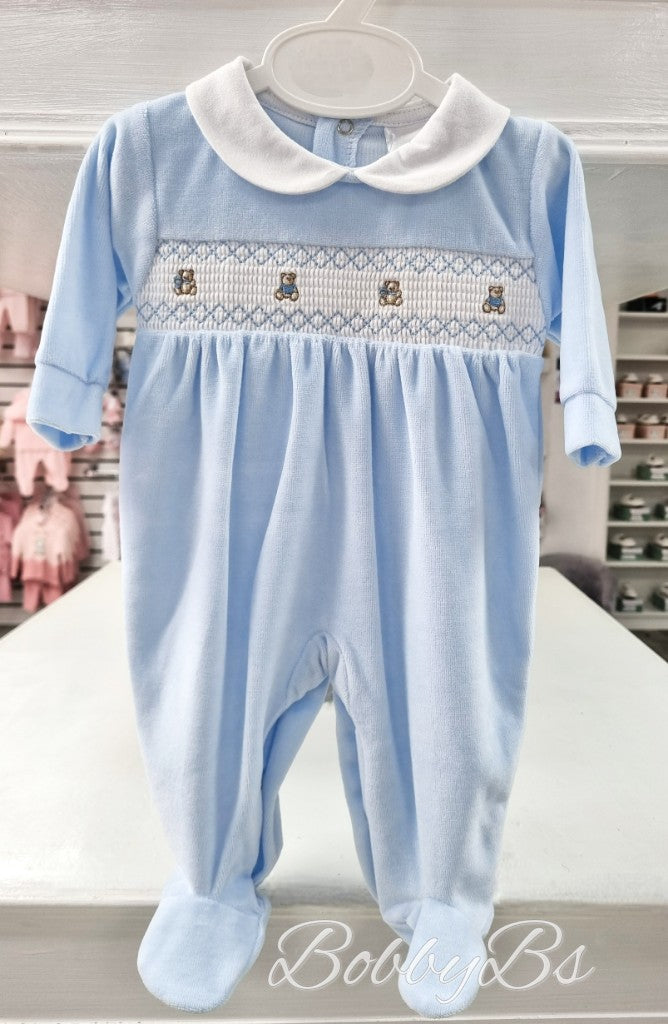 200910 - Luxury Blue smocked babygrow