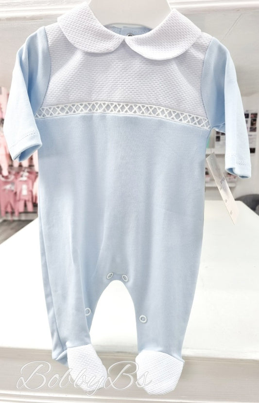 SG171 - Blue & White panel Babygrow