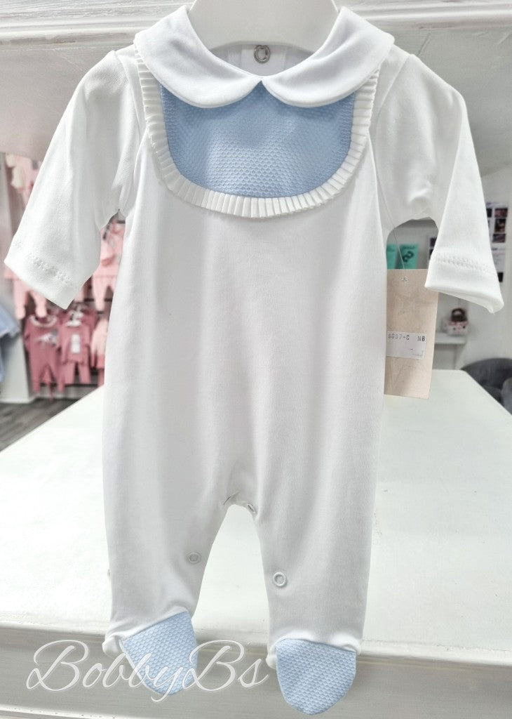 SG87 - White & Blue Bib Babygrow