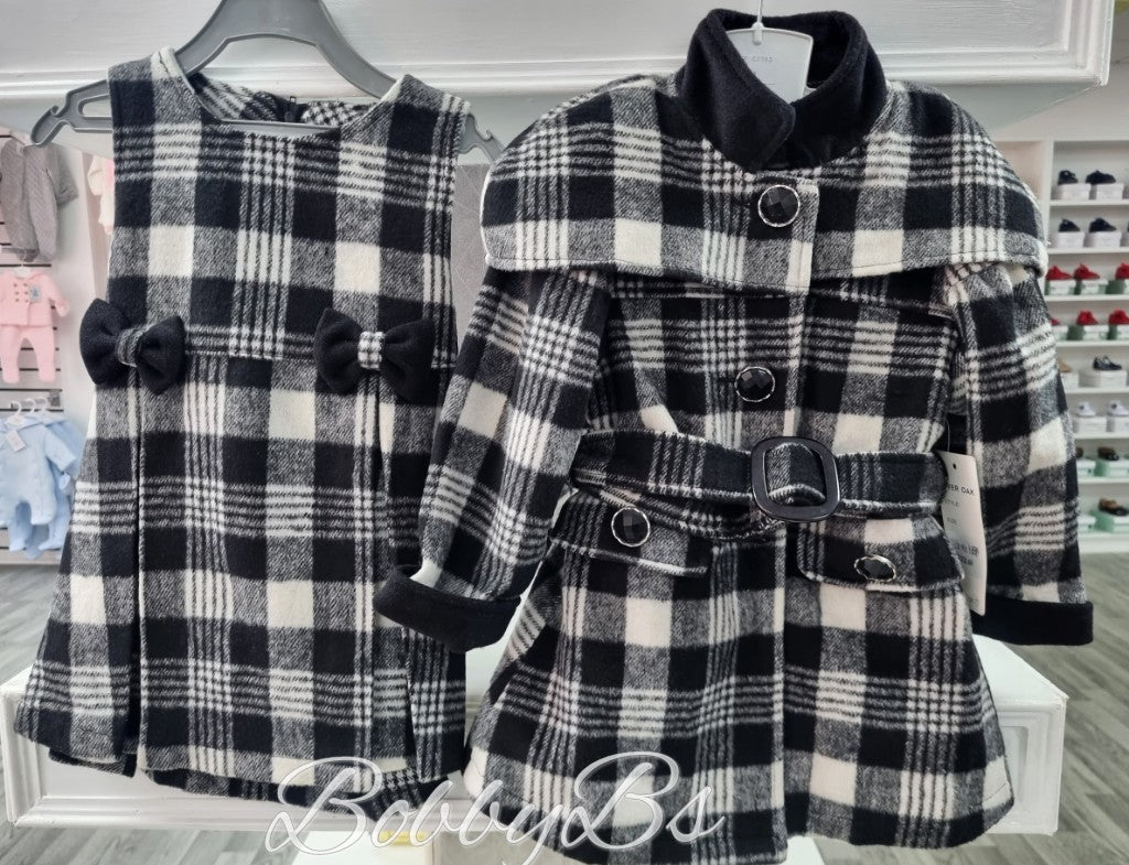 B589 - Black/White Checked traditional coat & dress