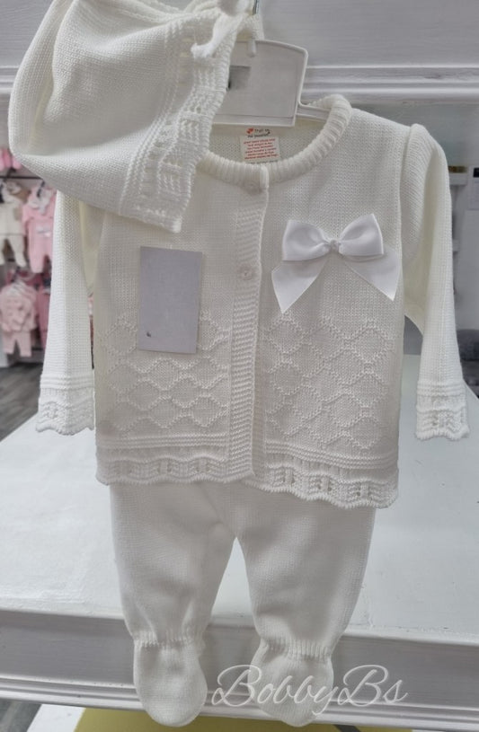 24/2777 - White First Size 3PC Knitted set