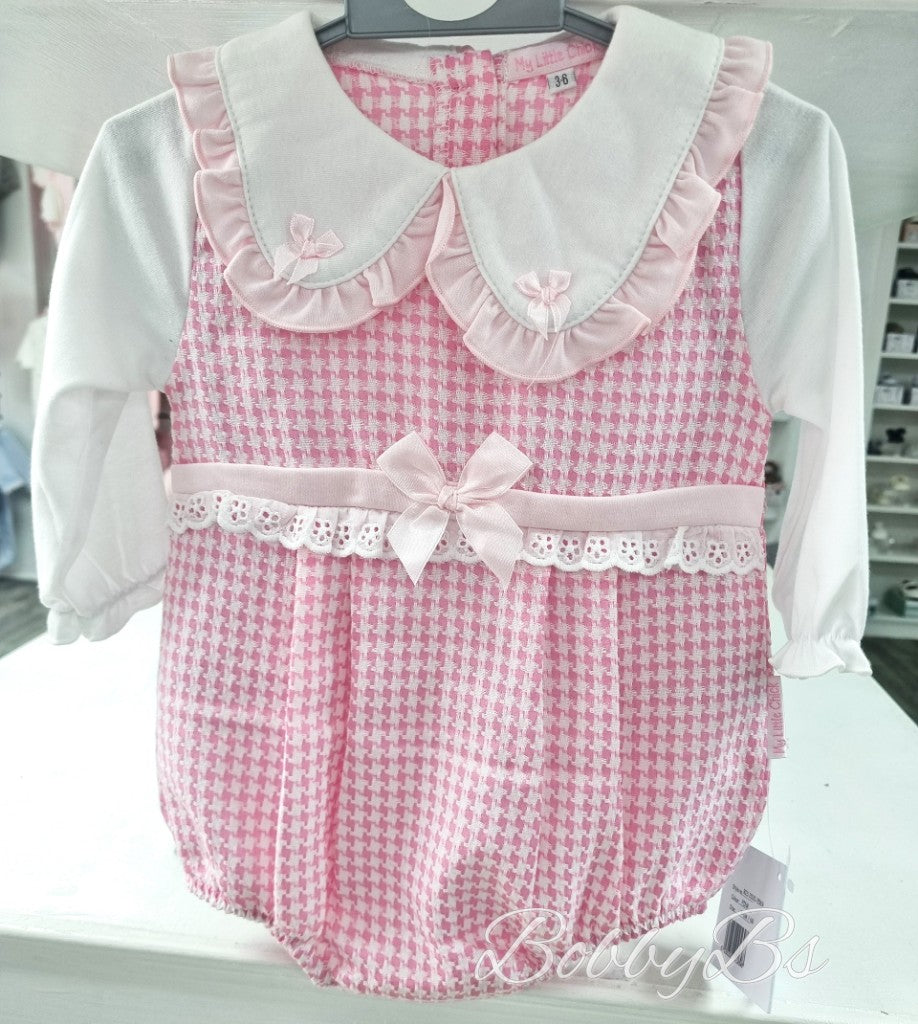 2569 - Pink checked romper