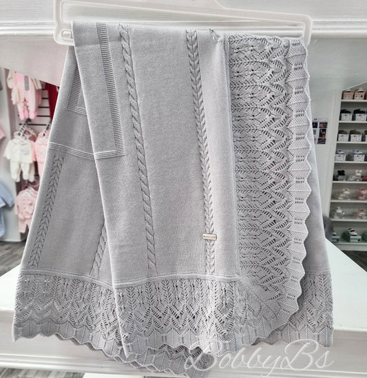 6351 - Grey 100% Cotton Luxury baby shawl