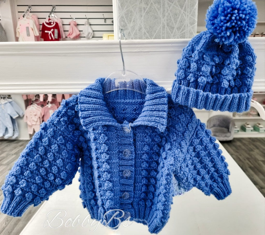 BDB56 - Denim Blue Bobble cardigan set