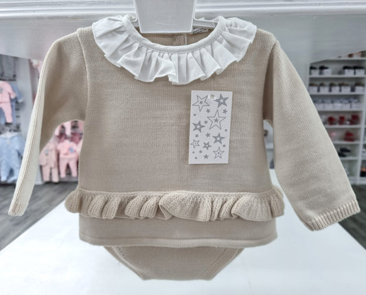 C5514 - Beige Peplum Knitted JP