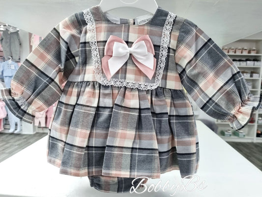 TC1 - Grey & Pink Checked dress set