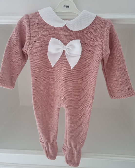 421 - Dusty Pink knitted babygrow