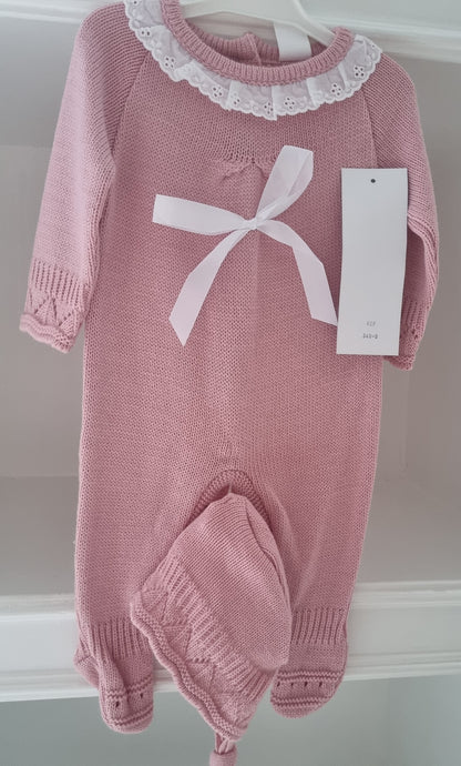 340D -  Dusty Pink Knitted Babygrow set