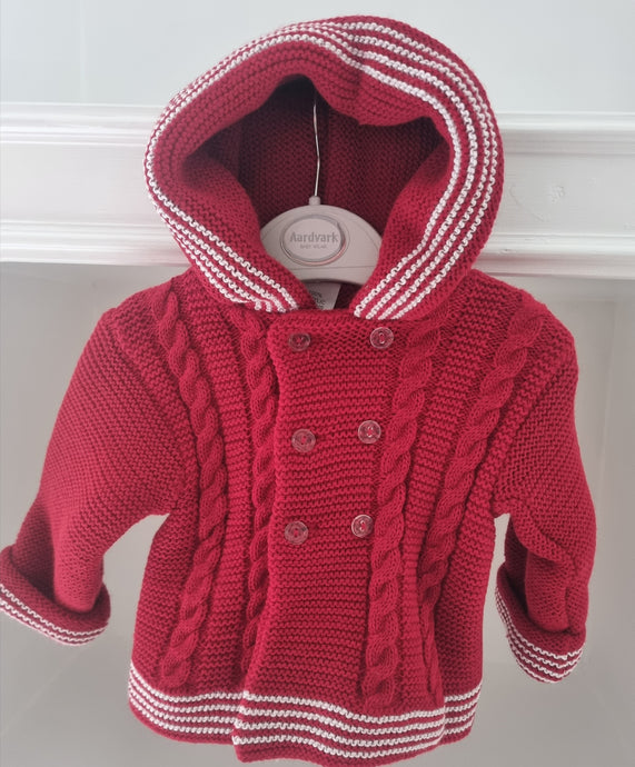 1437- Red Double breasted Knitted jacket