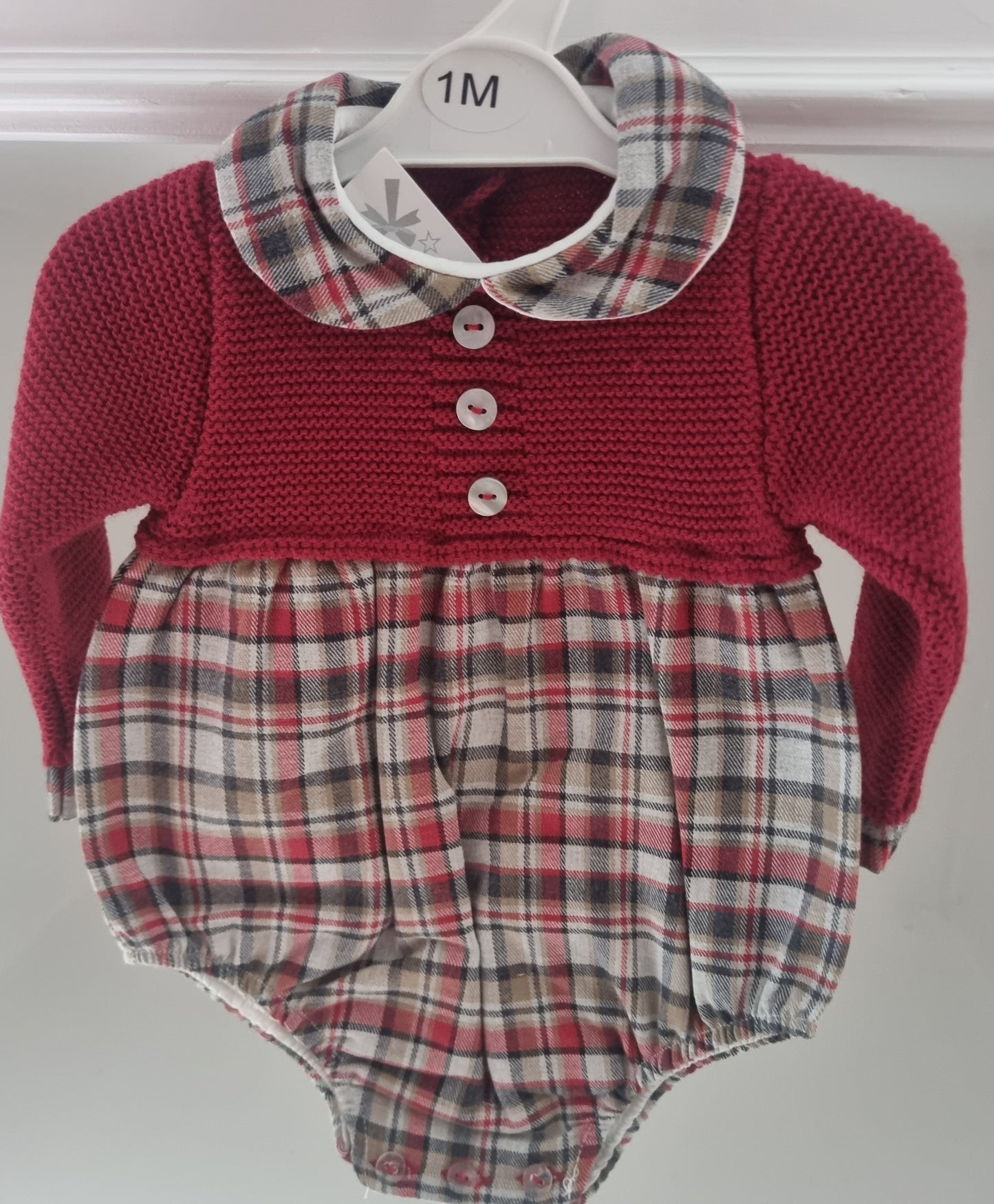 525.12 - Burgundy Check romper