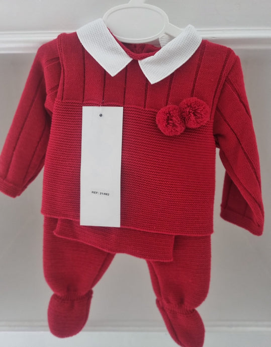 21/682 -  Red pompom Knitted 3PC set