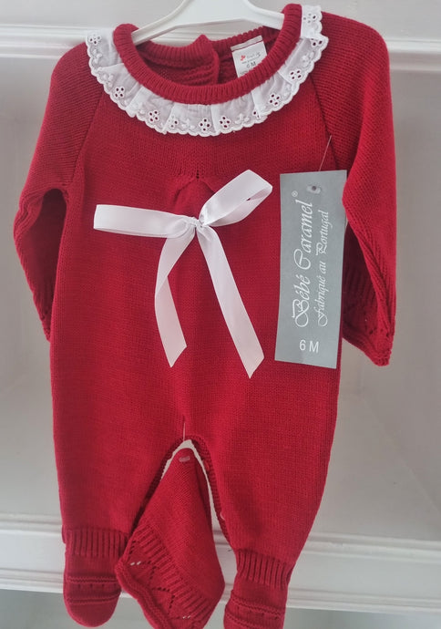 340D -  Red Knitted Babygrow set