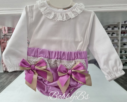 M007 - Purple smocked Jampant set