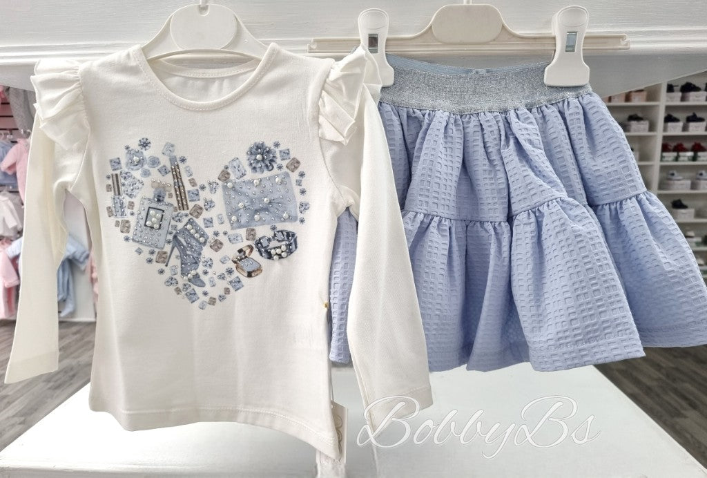 3137 - Blue heart Skirt set