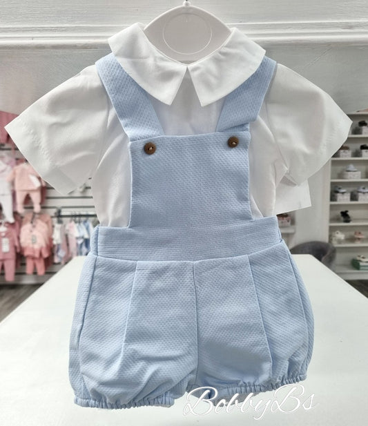 24122 - Blue Dungaree short set