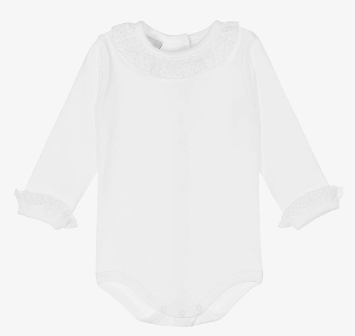 1191 - White Frilly collar baby vest