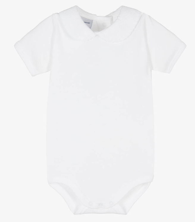 1181- White peter pan collar baby vest