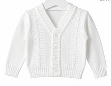 Load image into Gallery viewer, 3506 - White Knitted V Neck Cardigan