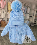 CAB3 - Blue Aran Cardigan set