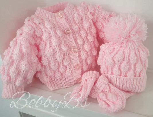 HKT89 - Pink bobble cardigan set