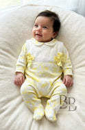 LSB4 - Lemon Double Bow Safari babygrow
