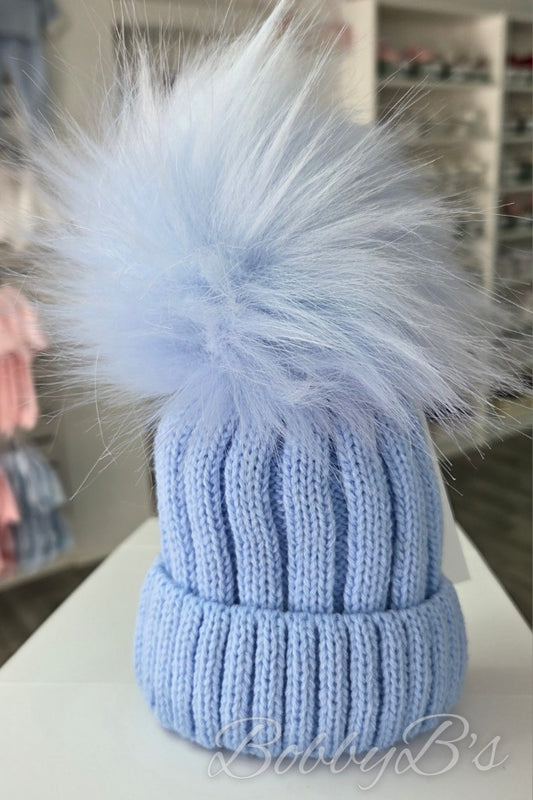 CASCADE -  Blue Luxury Single pompom hat