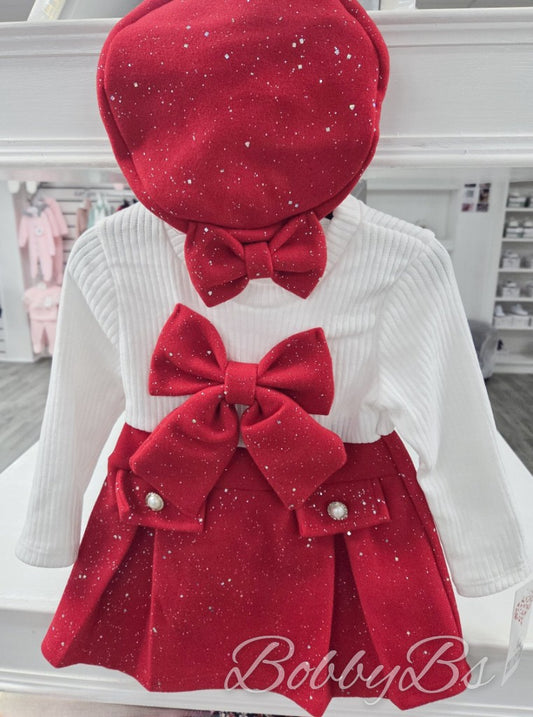 10985-  Red Sparkle dress set