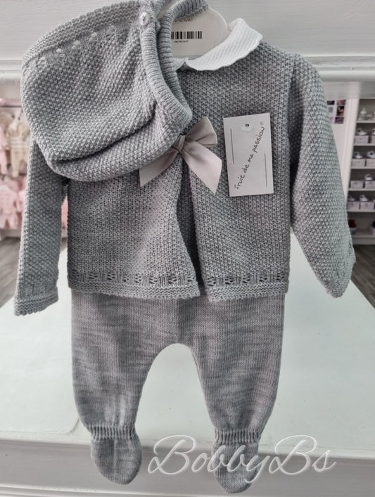 22/339 - Grey First Size 3PC Knitted set