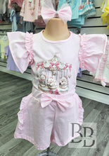 Load image into Gallery viewer, YG47 -  Pink Carousel frilled short set