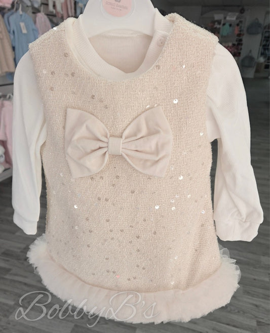 CW328 - Ivory Luxury Woven tulle dress set