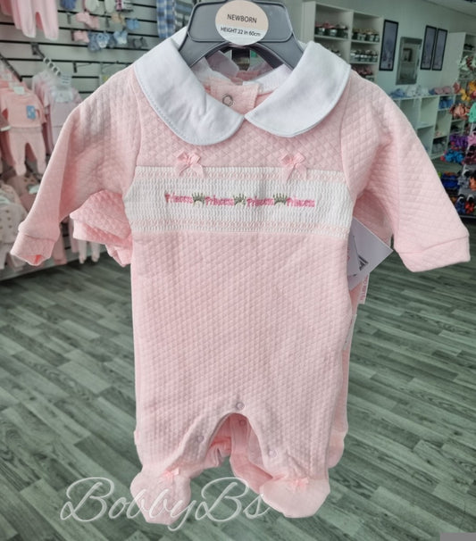 2493P - Pink smocked 'Princess' Babygrow