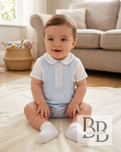Load image into Gallery viewer, 2025306 - Blue Smocked dungaree set