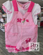 3931 - Pink Butterfly Dungaree set