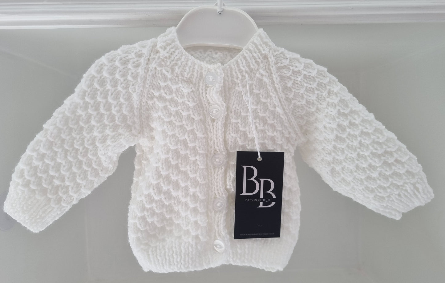 WKT22 - White Plain Knit Cardigan