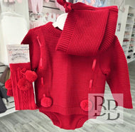 26/121 -  Red 2PC Pompom Knitted set