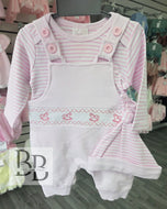 9817 - Pink Smocked dungaree set