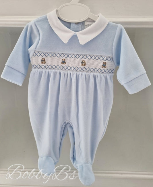 LNW2534- Blue Smocked babygrow
