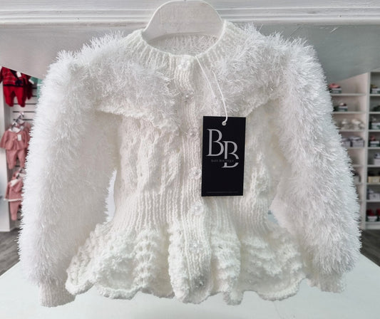 HMT51 - White Peplum Cardigan