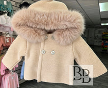 Load image into Gallery viewer, LEO - Beige Fur trimmed knitted jacket