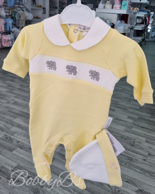 6083- Lemon Smocked Babygrow